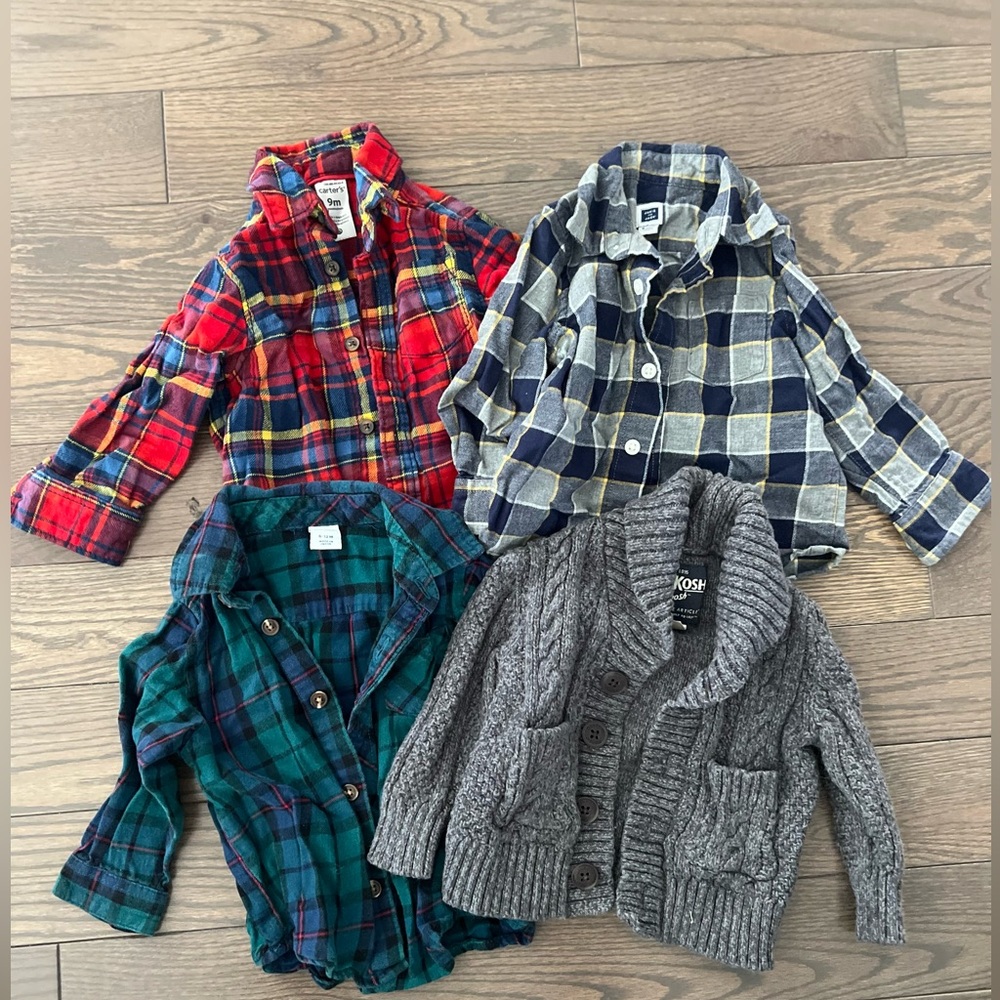 Cozy Kids Plaid and Knit Shirt Set